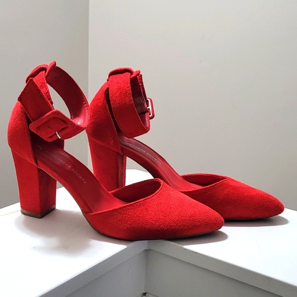 SWS Red Suede Heels - Picture 1 of 3